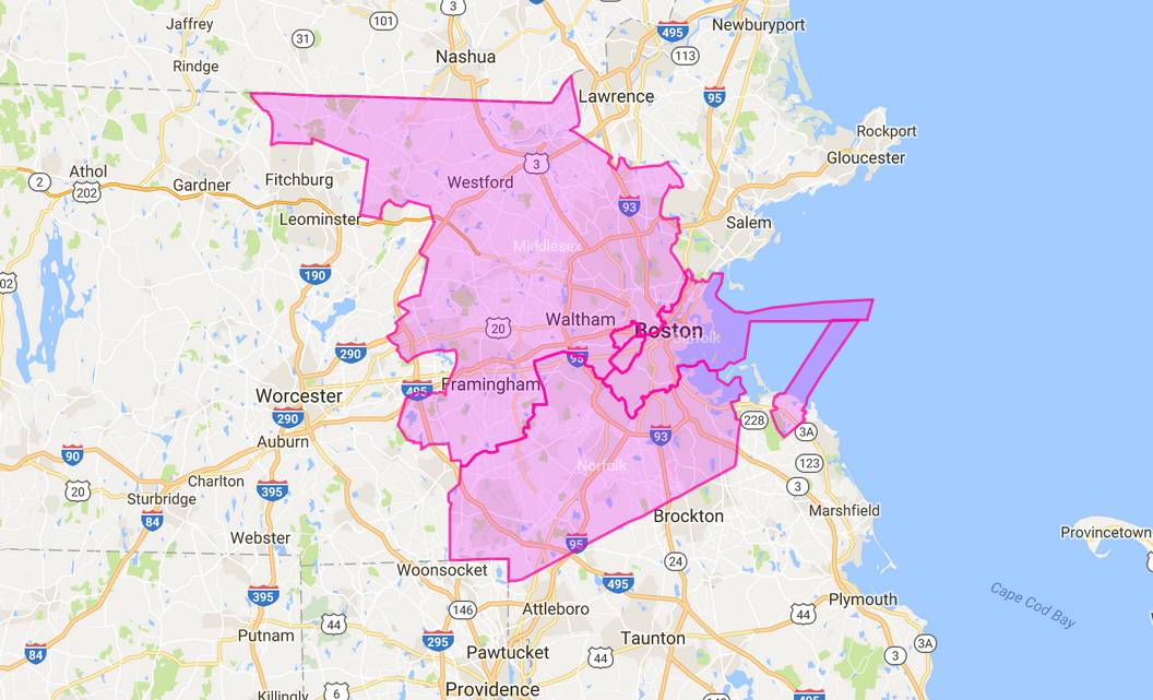 Map of service areas